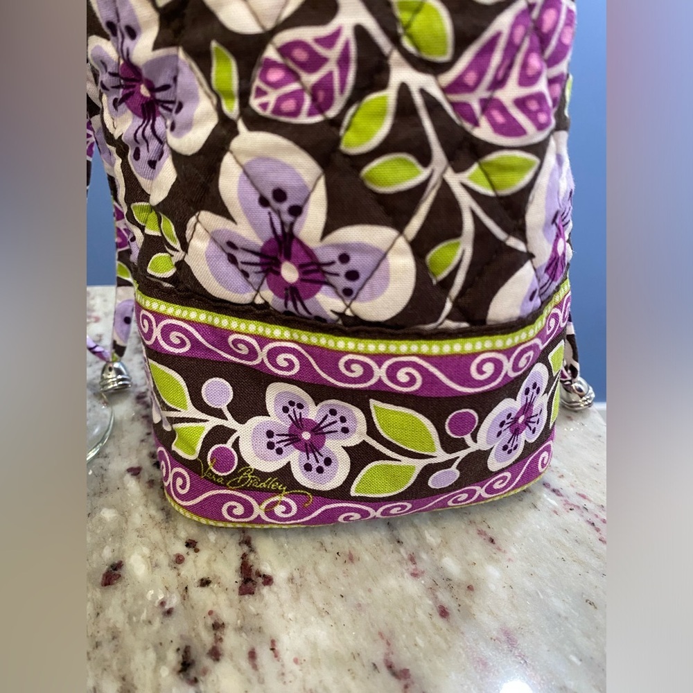 VERA BRADLEY | Purple Floral Draw String Wine Bag - Picture 3 of 17